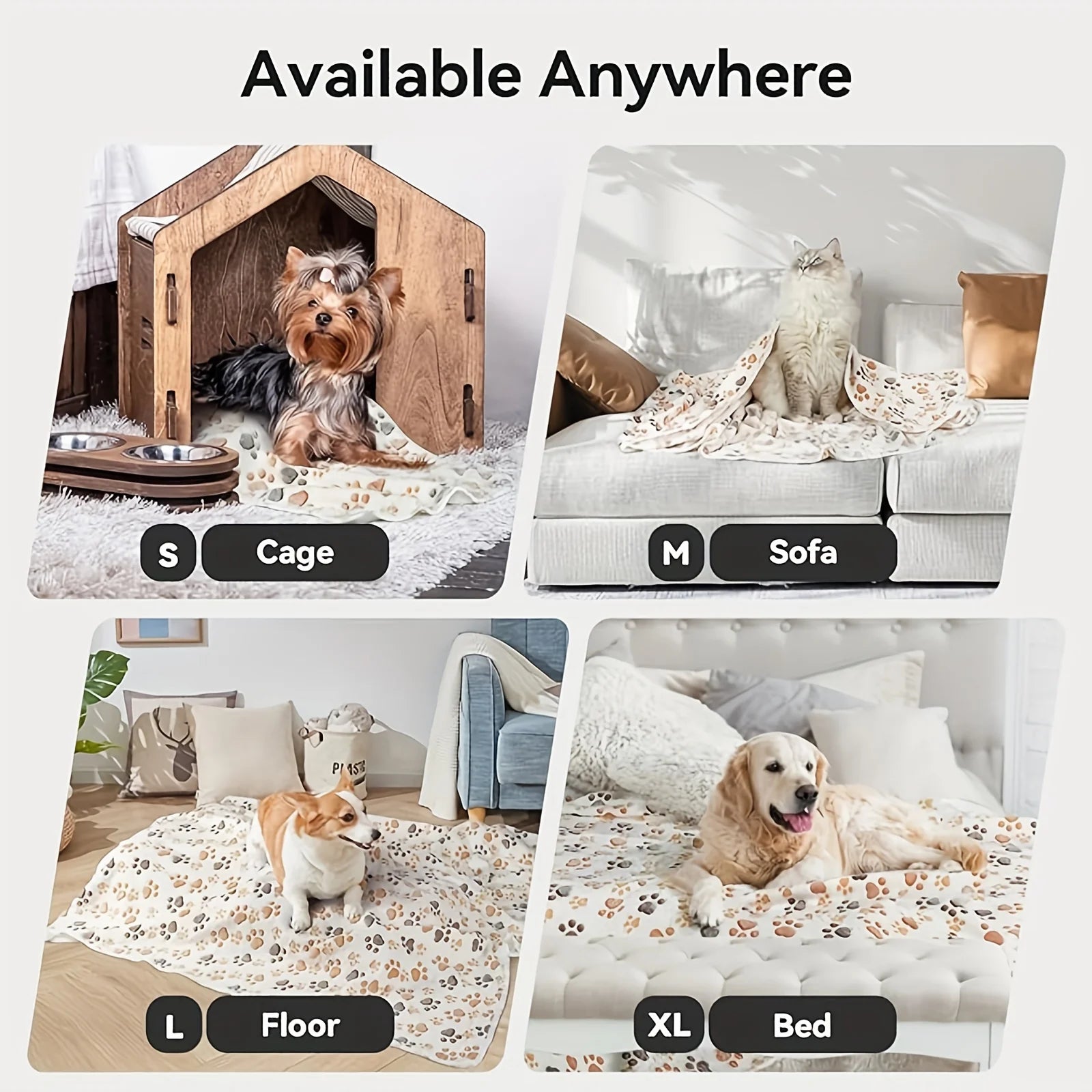 Flannel Blanket for Pets – Cute Paw Design