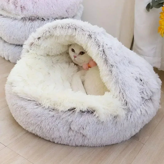 Round Cat Cushion Bed - 2-in-1 Cozy Sleep Nest