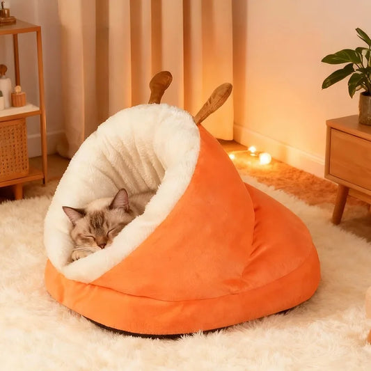 Plush Winter Cat Nest – Round Warm Bed for Cats & Small Dogs
