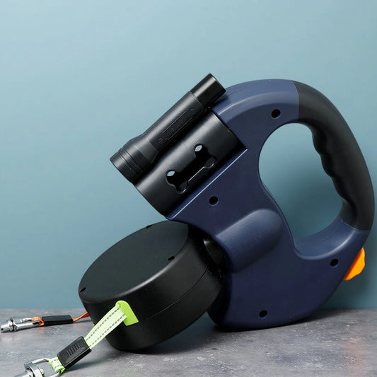 Dual Retractable Dog Leash with LED & 360° Tangle-Free Swivel