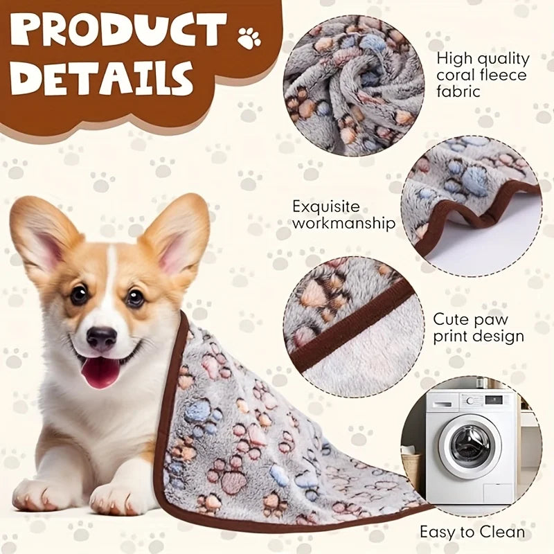 Flannel Blanket for Pets – Cute Paw Design