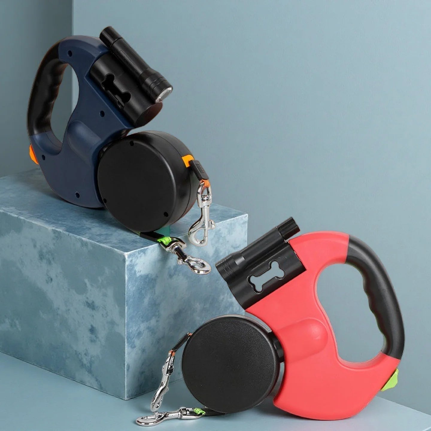 Dual Retractable Dog Leash with LED & 360° Tangle-Free Swivel